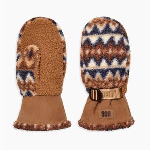 UGG Elias UGGFluff Fleece Mittens NWT NEW L/XL